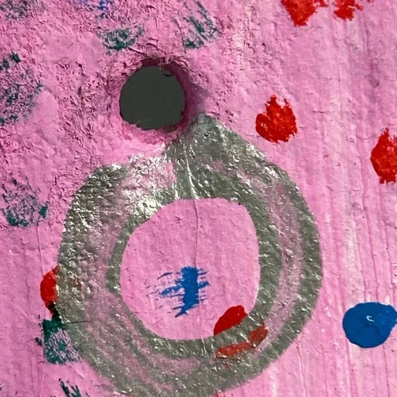 Cat Painting On Wood Nursery Pink Pop Art 9 X 7.5 Whimsical Swirls Dots Fun - Picture 8 of 15